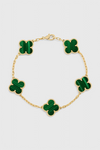 Pulsera con Motivo de Trébol y Elegancia Baño de Oro
