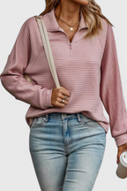 Helene Jersey de Cuello en V con Cremallera y Manga Larga