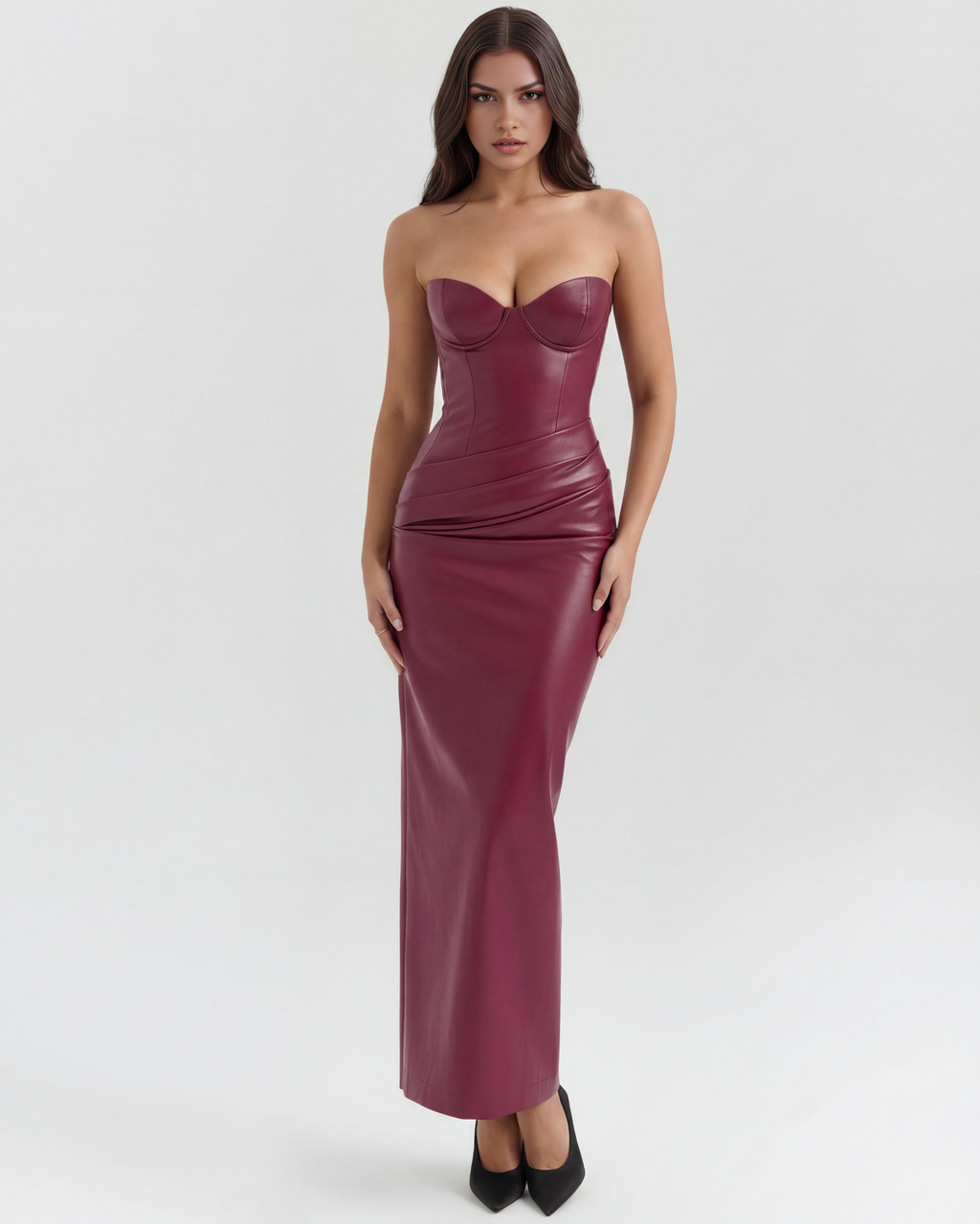 Vanessa™ | Elegantes Midikleid in Lederoptik