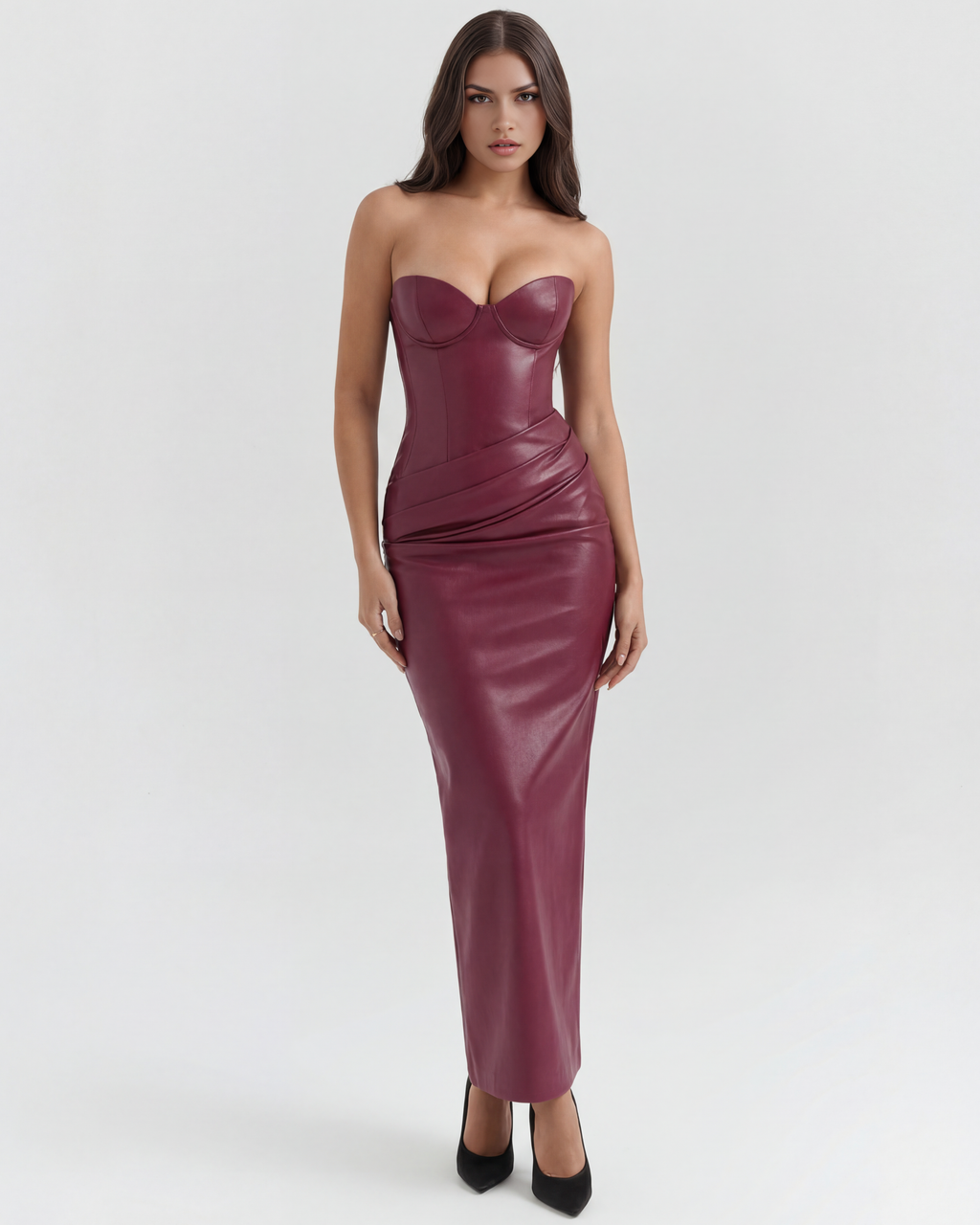 Vanessa™ | Elegantes Midikleid in Lederoptik
