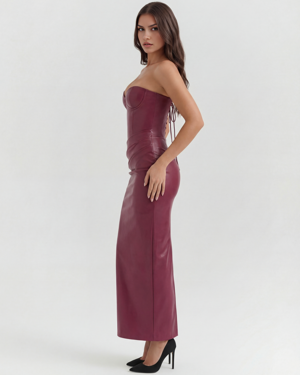 Vanessa™ | Elegantes Midikleid in Lederoptik