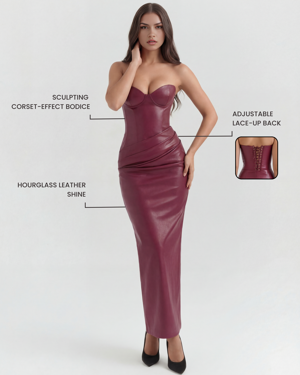 Vanessa™ | Elegantes Midikleid in Lederoptik