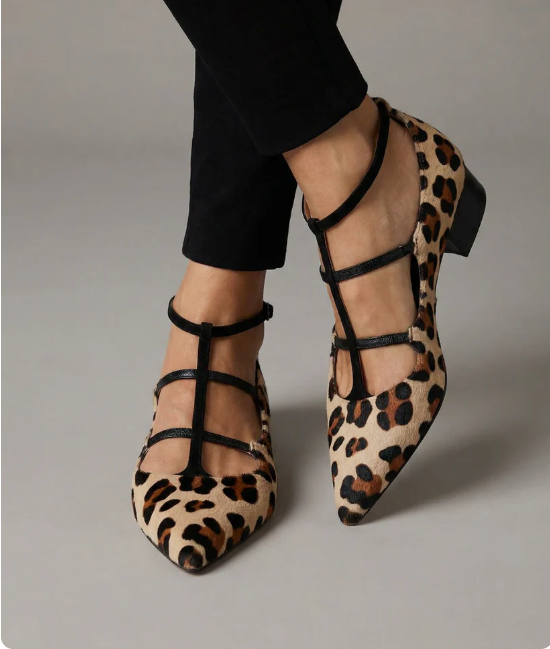 Bridget | Zapatos de salón con tacón y tiras de leopardo
