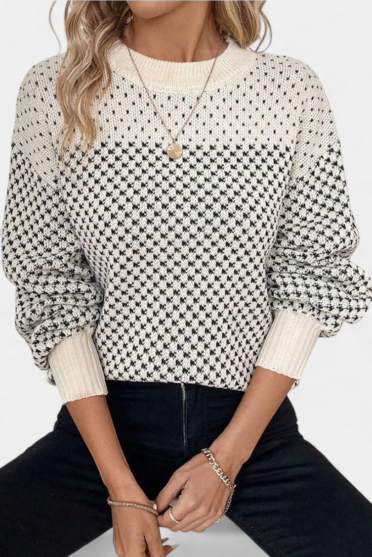 Rachael Jersey de Cuello Redondo en Bloques de Color